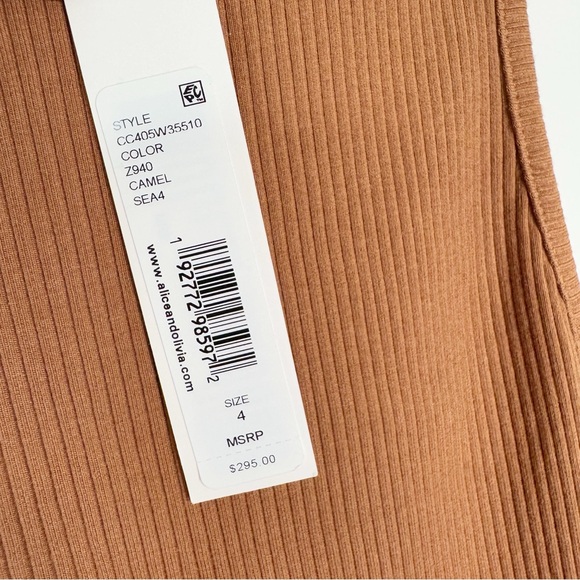Alice + Olivia Pania Camel Brown Ribbed Knit Tank Maxi Dress Side Slits 4 - Picture 6 of 10